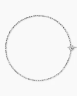 DY Madison® Pavé Toggle Chain Necklace Sterling Silver with Diamonds, 3mm