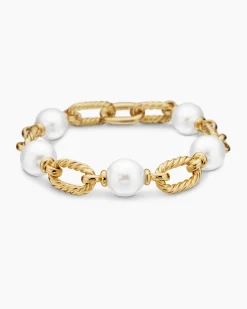 DY Madison® Pearl Chain Bracelet 18K Yellow Gold with Pearls, 11mm