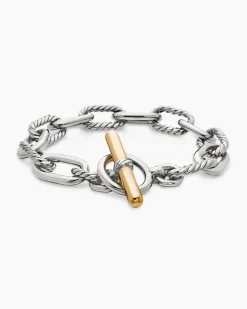 DY Madison® Toggle Chain Bracelet Sterling Silver with 18K Yellow Gold, 11mm