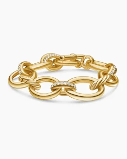 DY Mercer® Chain Bracelet 18K Yellow Gold with Diamonds, 20mm
