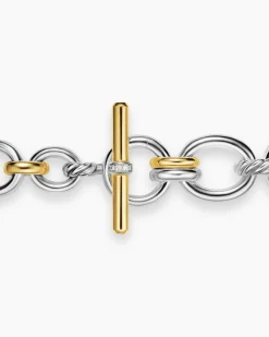 DY Mercer® Chain Necklace Sterling Silver with 18K Yellow Gold and Diamonds, 8mm