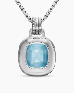 DY Mercer® Color Amulet Sterling Silver with 18K Yellow Gold, Sky Blue Topaz and Diamonds, 17mm