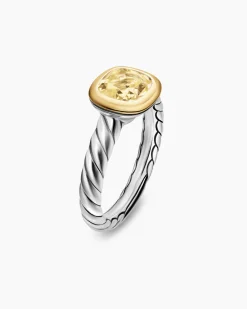 DY Mercer® Color Stone Ring Sterling Silver with 18K Yellow Gold and Champagne Citrine, 7mm