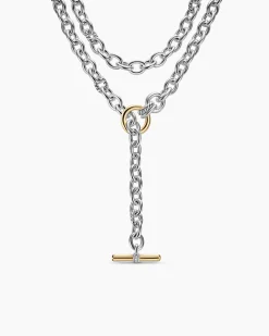 DY Mercer® Convertible Chain Necklace Sterling Silver with 18K Yellow Gold and Diamonds, 8mm
