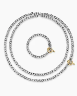 DY Mercer® Convertible Chain Necklace Sterling Silver with 18K Yellow Gold and Diamonds, 8mm