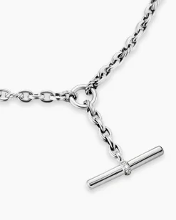 DY Mercer® Petite Toggle Chain Necklace Sterling Silver with Diamonds, 4.5mm