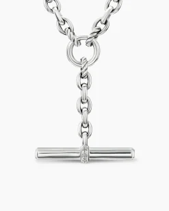 DY Mercer® Petite Toggle Chain Necklace Sterling Silver with Diamonds, 4.5mm