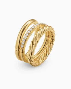 DY Mercer® Three Row Ring 18K Yellow Gold with Diamonds, 8.9mm