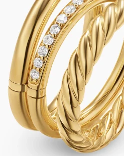 DY Mercer® Three Row Ring 18K Yellow Gold with Diamonds, 8.9mm