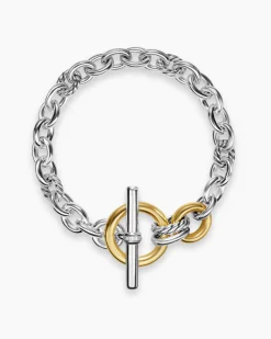DY Mercer® Toggle Chain Bracelet Sterling Silver with 18K Yellow Gold and Diamonds, 8mm