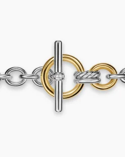 DY Mercer® Toggle Chain Necklace Sterling Silver with 18K Yellow Gold and Diamonds, 8mm