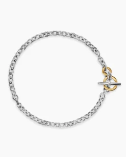 DY Mercer® Toggle Chain Necklace Sterling Silver with 18K Yellow Gold and Diamonds, 8mm