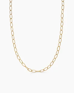 Elongated Oval Link Necklace 18K Yellow Gold, 6mm