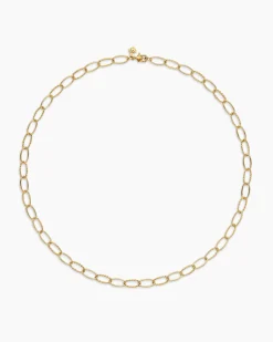 Elongated Oval Link Necklace 18K Yellow Gold, 6mm