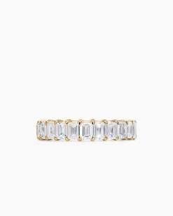 Emerald Cut Band Ring 18K Yellow Gold with Diamonds, 4.2mm