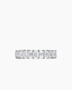 Emerald Cut Band Ring Platinum with Diamonds, 4.2mm
