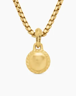 Evil Eye Amulet 18K Yellow Gold with Emerald, 14.5mm