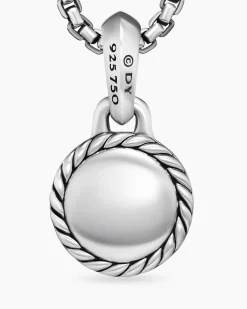 Evil Eye Amulet Sterling Silver with 18K Yellow Gold and Emerald, 14.5mm