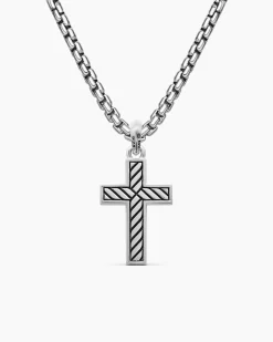 Exotic Stone Cross Sterling Silver with Black Onyx, 23mm