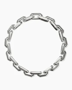 Faceted Flat Link Bracelet Sterling Silver, 11mm