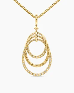Floating Diamonds Drop Pendant Yellow Gold