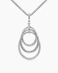 Floating Diamonds Drop Pendant White Gold