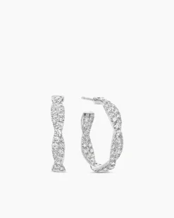 Floating Diamonds Hoop Earrings White Gold