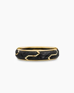 Forged Carbon Band Ring 18K Yellow Gold, 6mm