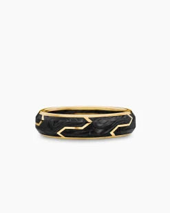 Forged Carbon Band Ring 18K Yellow Gold, 6mm