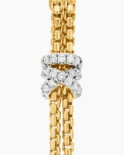 Helena Box Chain Drop Earrings 18K Yellow Gold with Diamonds, 52.8mm
