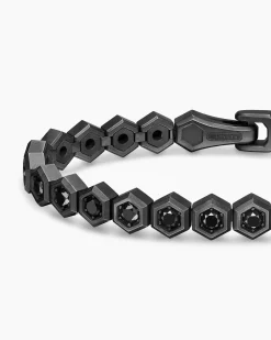 Hex Pavé Tennis Bracelet Black Titanium with Black Diamonds, 8mm