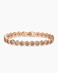 Hex Pavé Tennis Bracelet 18K Rose Gold with Cognac Diamonds, 8mm