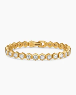 Hex Pavé Tennis Bracelet 18K Yellow Gold with Diamonds, 8mm