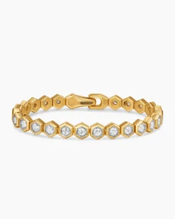 Hex Pavé Tennis Bracelet 18K Yellow Gold with Diamonds, 8mm