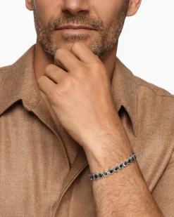 Hex Pavé Tennis Bracelet Sterling Silver with Black Diamonds, 8mm