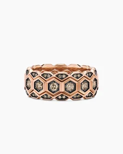 Hex Stack Ring 18K Rose Gold with Cognac Diamonds, 9.3mm