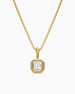 Illusion Set Drop Necklace 18K Yellow Gold with Diamond, 7.7mm