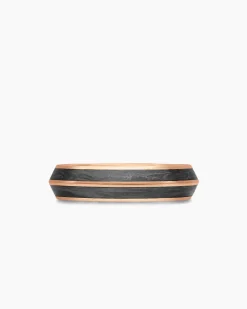 Knife Edge Band Ring 18K Rose Gold with Forged Carbon, 6mm