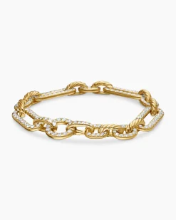 Lexington Chain Bracelet 18K Yellow Gold with Full Pavé Diamonds, 9.8mm