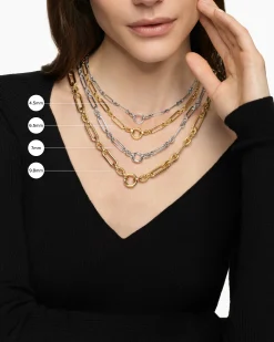 Lexington Chain Necklace Sterling Silver with 18K Yellow Gold, 4.5mm