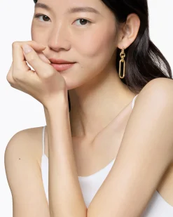 Lexington Double Link Drop Earrings 18K Yellow Gold, 53mm