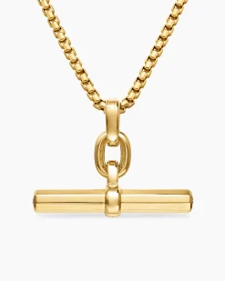 Lexington E/W Barrel Pendant 18K Yellow Gold with Diamonds, 36mm