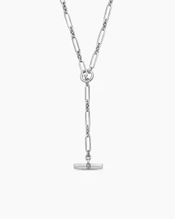 Lexington Y Chain Necklace Sterling Silver with Diamonds, 6.5mm