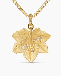 Maple Leaf Butterfly Amulet 18K Yellow Gold with Diamonds, 24mm
