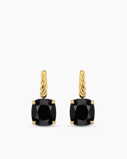 Marbella Drop Earrings 18K Yellow Gold with Black Onyx, 11mm