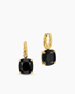Marbella Drop Earrings 18K Yellow Gold with Black Onyx, 11mm