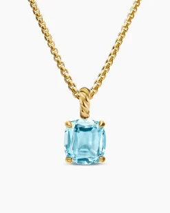 Marbella Pendant 18K Yellow Gold with Sky Blue Topaz, 12mm