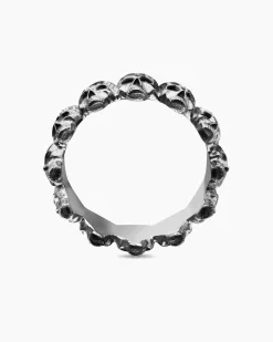 Memento Mori Skull Band Ring Sterling Silver, 8.5mm