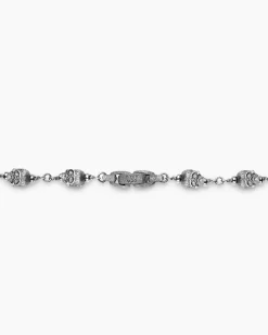 Memento Mori Skull Necklace Sterling Silver, 9mm