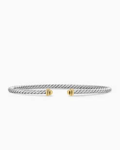 Micro Cable Flex® Bracelet Sterling Silver with 14K Yellow Gold, 2.6mm